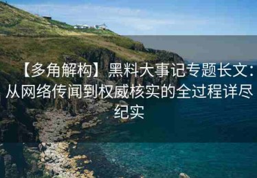 【多角解构】黑料大事记专题长文：从网络传闻到权威核实的全过程详尽纪实