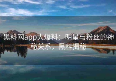 黑料网app大爆料：明星与粉丝的神秘关系，黑料揭秘