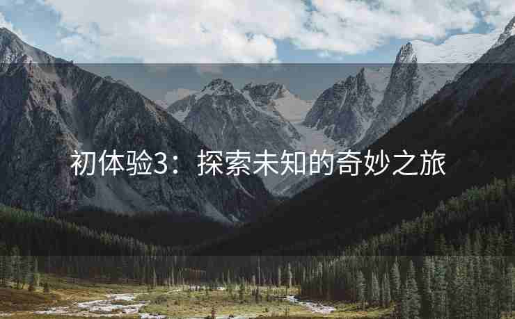 初体验3:探索未知的奇妙之旅 初体验3:探索未知的奇妙之旅