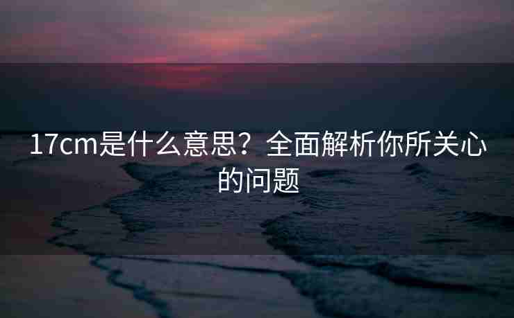 17cm是什么意思？全面解析你所关心的问题