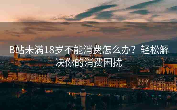 B站未满18岁不能消费怎么办？轻松解决你的消费困扰